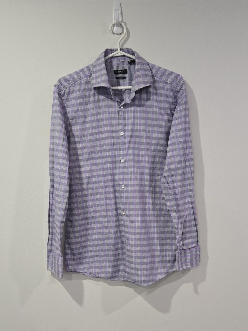 Hugo Boss Lavender Check Cotton Dress Shirt